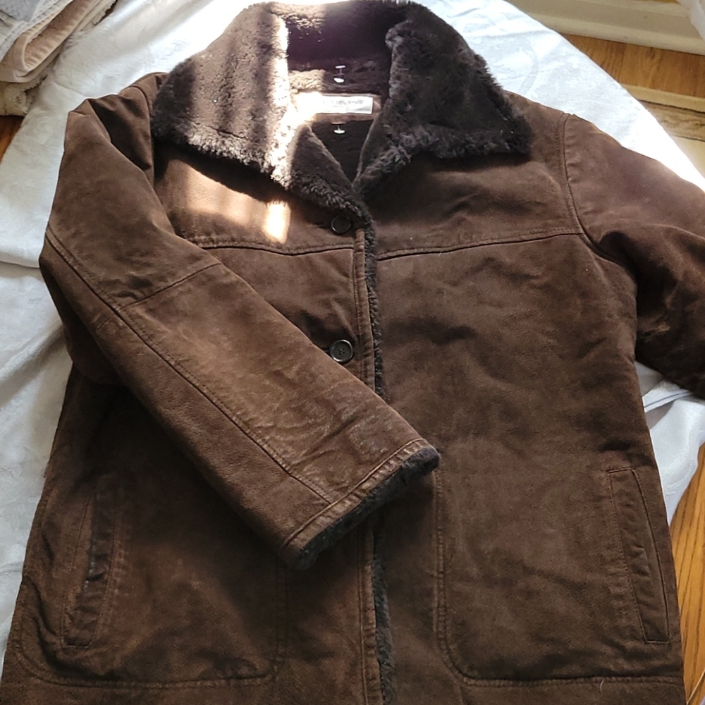 Jones New York Sport- Leather Coat Faux Fur